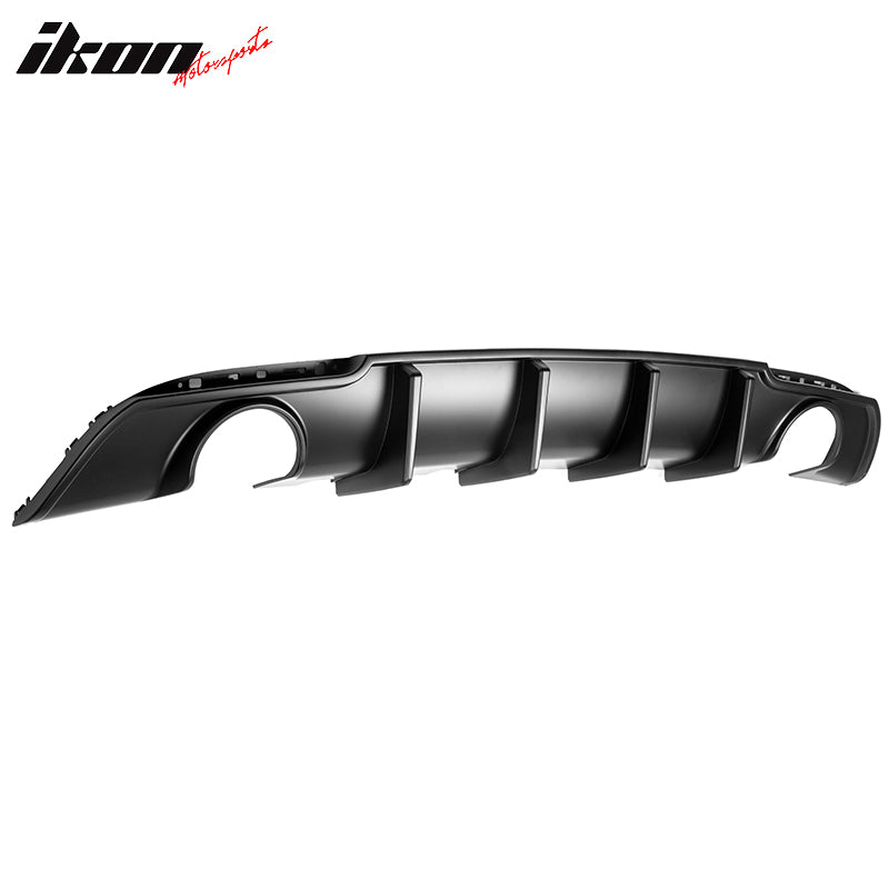 IKON MOTORSPORTS Rear Diffuser Compatible With 2015-2023 Chrysler 300, Shark Fin Style Matte Black PP Lower Valance Bumper Lip