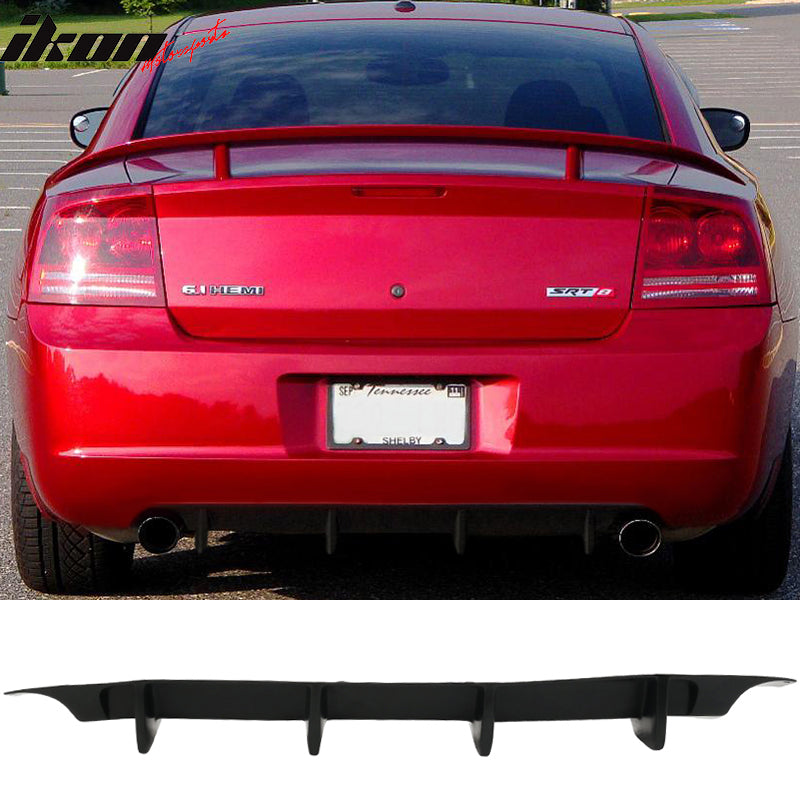 2006-2010 Dodge Charger 4 Fin Unpainted Black Rear Bumper Diffuser PU