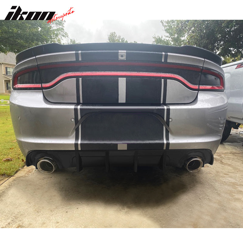 IKON MOTORSPORTS, Rear Bumper Lip Diffuser Splitter Compatible with 2015-2023 Dodge Charger Base & SXT, Rear Bumper Diffuser PP