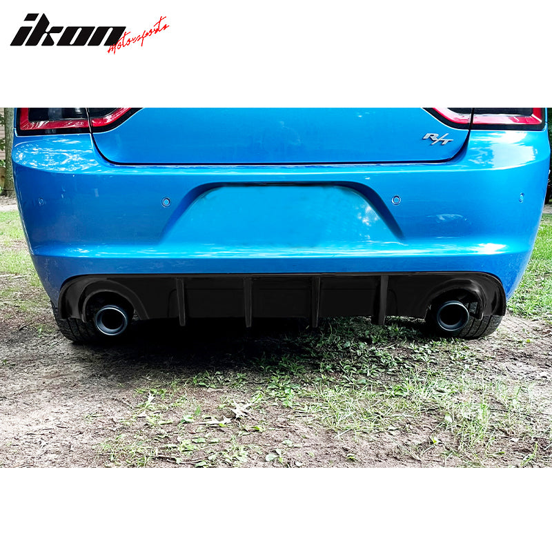 IKON MOTORSPORTS, Rear Bumper Lip Diffuser Splitter Compatible with 2015-2023 Dodge Charger Base & SXT, Rear Bumper Diffuser PP