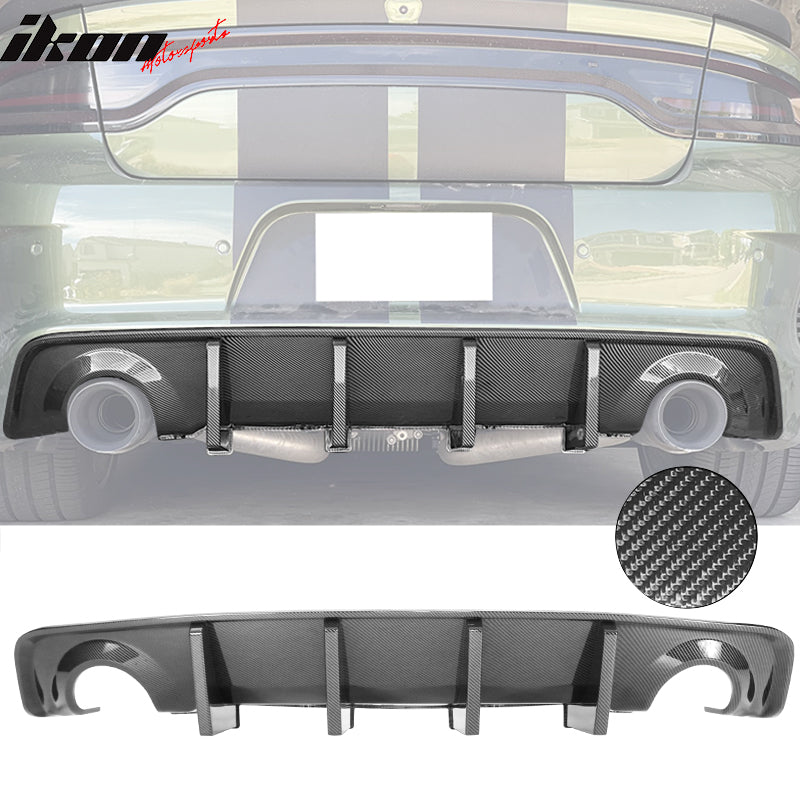 Fits 20-23 Dodge Charger IKON Style PP Rear Bumper Lip with 4 Fins