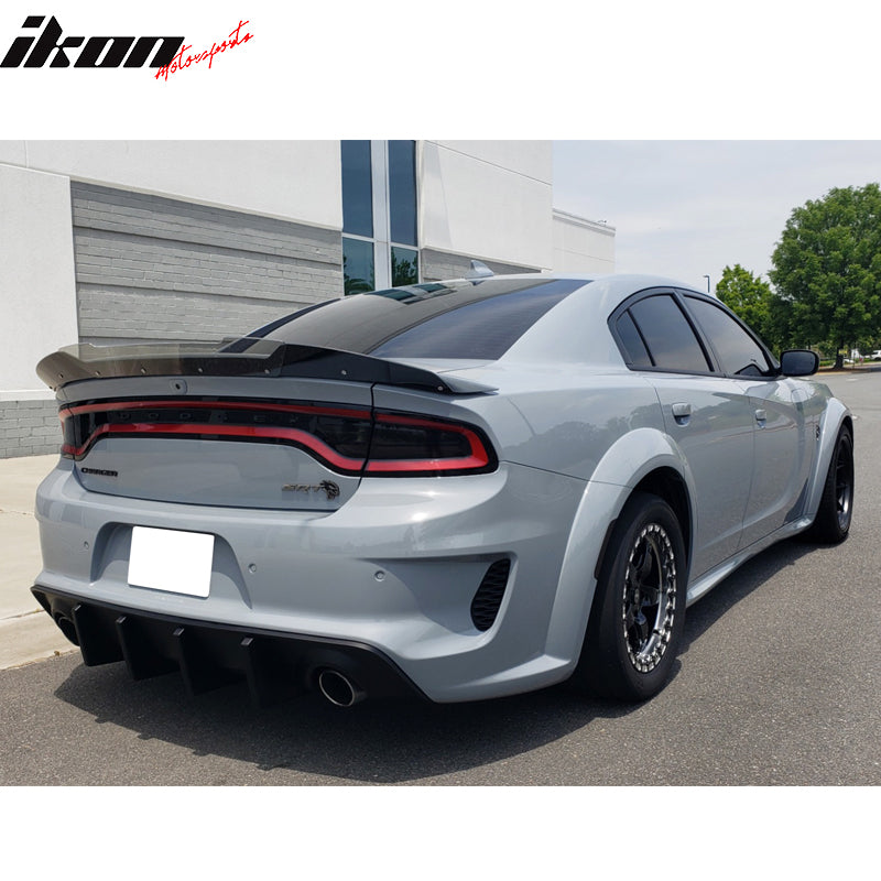 Fits 20-23 Dodge Charger IKON Style PP Rear Bumper Lip with 4 Fins