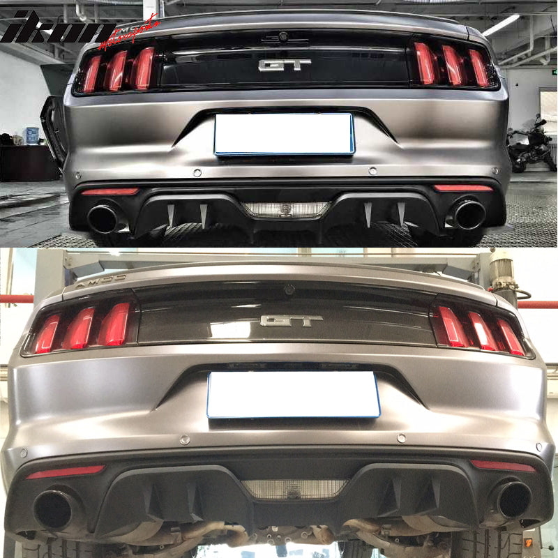 Compatible With 2015-2017 Ford Mustang Premium Rear Bumper Conversion & R Spec 3 Pc Rear Diffuser