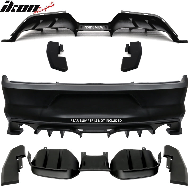 Fit 15-17 Ford Mustang Premium R Style Rear Bumper Lip Diffuser Side Valance 3PC