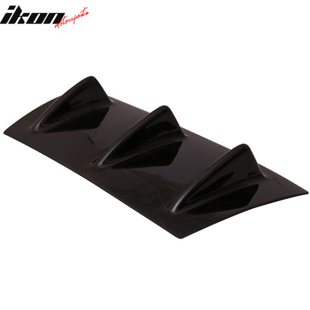 14" x 6" Ikon Style Universal Rear Bumper Lip Diffuser 3 Fin Gloss Black ABS