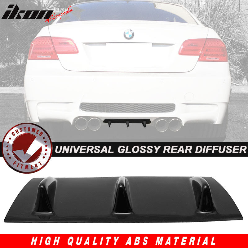 Universal 14"x6" 3 Fins Gloss Black Rear Bumper Diffuser ABS