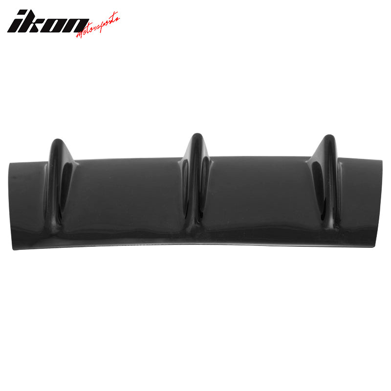 14" x 6" Ikon Style Universal Rear Bumper Lip Diffuser 3 Fin Gloss Black ABS