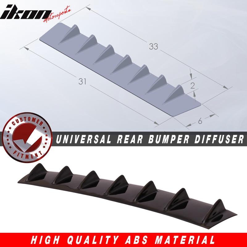 33" x 6" Ikon Style Universal Rear Bumper Diffuser 7 Fin