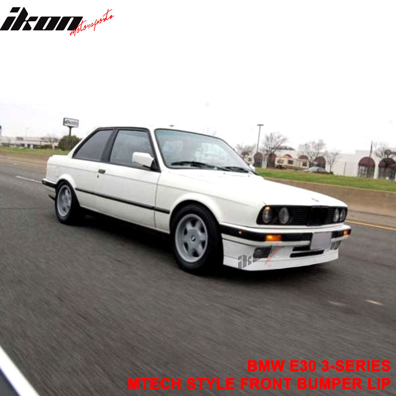 Front Bumper Lip Compatible With 1984-1992 BMW E30, M-tech Style Unpainted PU Front Lip Finisher Under Chin Spoiler Add On by IKON MOTORSPORTS, 1985 1986 1987 1988 1989 1990 1991