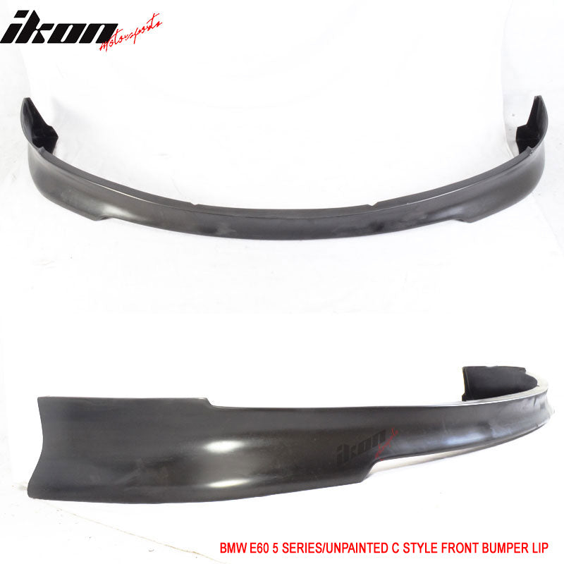 Fits 04-07 BMW E60 5 Series C Style Front Bumper Lip Spoiler Unpainted Black PU