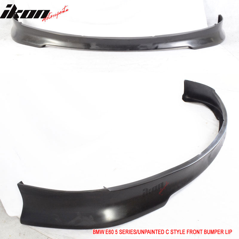 Fits 04-07 BMW E60 5 Series C Style Front Bumper Lip Spoiler Unpainted Black PU