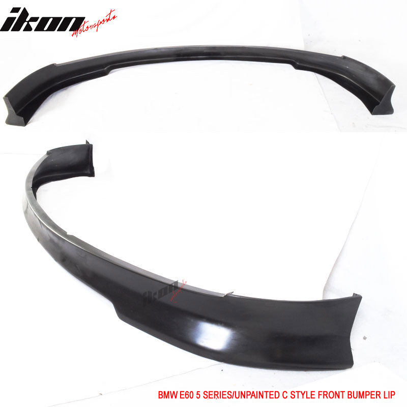 Fits 04-07 BMW E60 5 Series C Style Front Bumper Lip Spoiler Unpainted Black PU