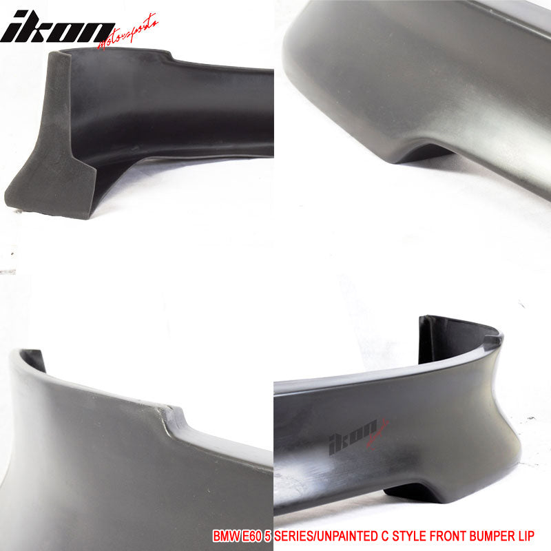 Fits 04-07 BMW E60 5 Series C Style Front Bumper Lip Spoiler Unpainted Black PU