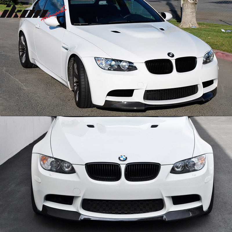 IKON MOTORSPORTS, Front Bumper Lip Compatible With 2008-2013 BMW E92 E93 E90 M3 Series Coupe Sedan, V Style Front Spoiler Splitter