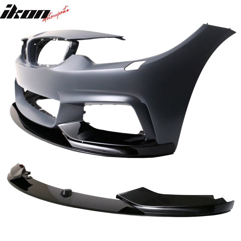 Fits 14-20 BMW F32 F33 F36 4 Series P Style Front Bumper Lip #668 Jet Black