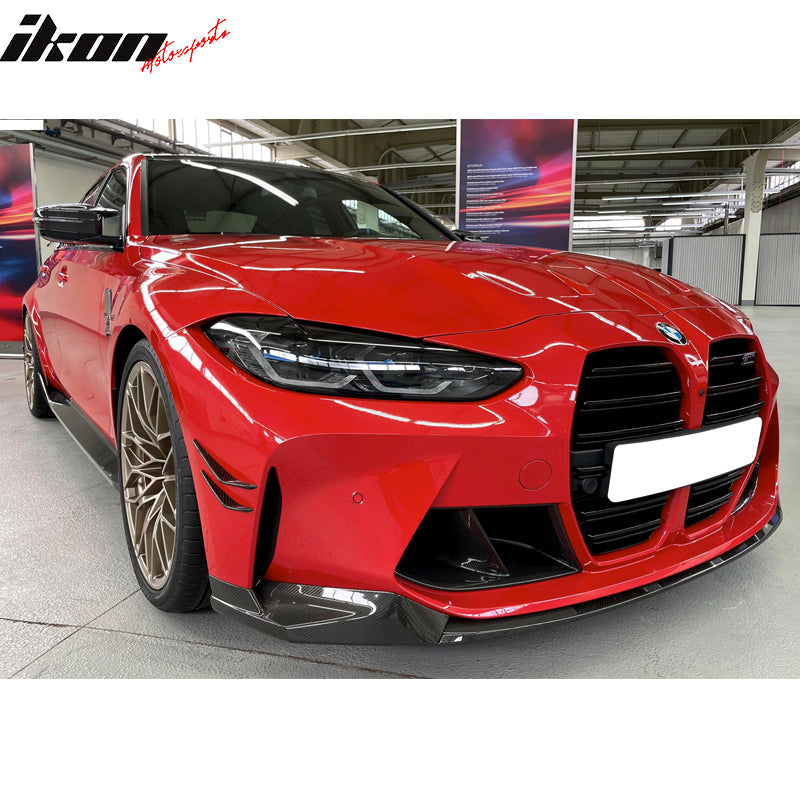 IKON MOTORSPORTS, Front Bumper Lip Compatible With 2021-2025 BMW G80 M3 G82 M4 Coupe G83 M4 Convertible, Front Lower Lip MP Style Carbon Fiber