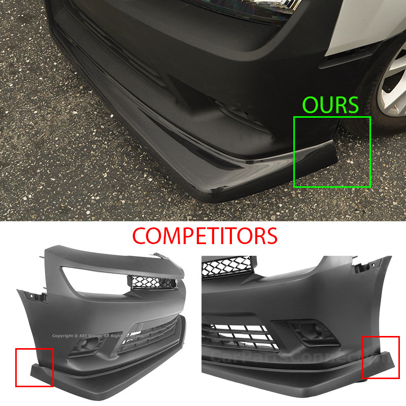 IKON MOTORSPORTS, Front Bumper Lip Compatible With 2014-2015 Chevrolet Camaro SS , Matte Carbon Fiber Z28 Style Front Lip Spoiler Wing Chin Splitter