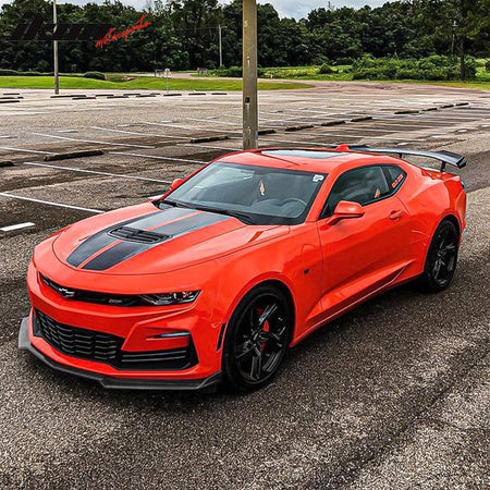 IKON MOTORSPORTS, Front Bumper Lip Compatible with 2016-2023 Chevy Camaro, 1LE Style ABS Plastic Front Air Chin Dam Bodykit Underbody Lip Spoiler Splitter