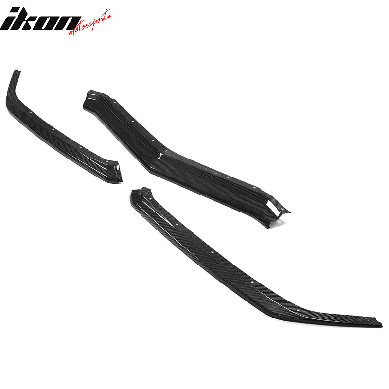 Fits 20-25 Chevy Corvette C8 Z51 Style Carbon Fiber Front Bumper Lip Spoiler 3PC