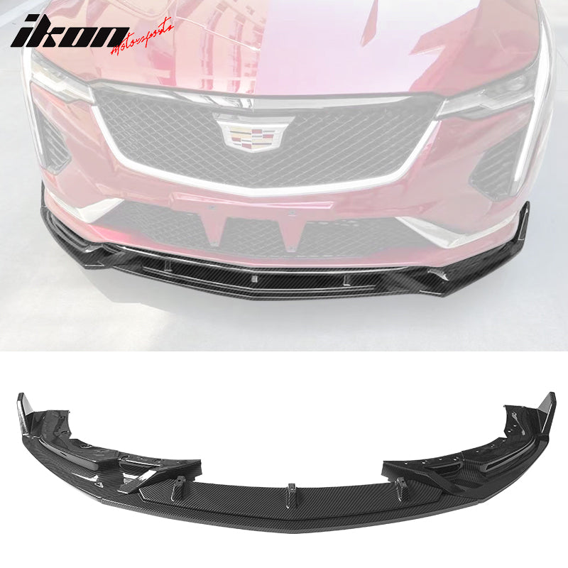 IKON MOTORSPORTS, 3PCS Front Bumper Lip Compatible with 2020-2023 Cadillac CT4, Front Bumper Spoiler Splitter Kit PP