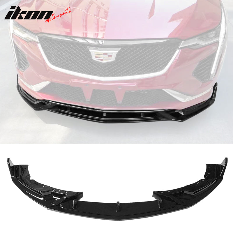 IKON MOTORSPORTS, 3PCS Front Bumper Lip Compatible with 2020-2023 Cadillac CT4, Front Bumper Spoiler Splitter Kit PP