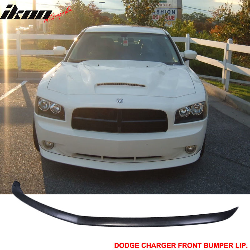 Fits 06-10 Dodge Charger OE Style Front Bumper Lip Spoiler + Front Grille PU