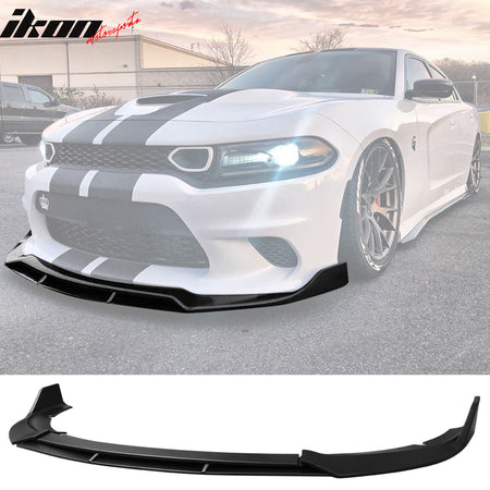 Fits 15-23 Dodge Charger SRT Front Bumper Lip Spoiler 4PC V2 Style Matte Black