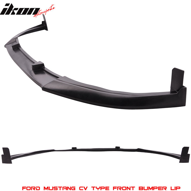 Front Bumper Lip Compatible With 2013-2014 Ford Mustang V6&V8 CV Style Front Lip Unpainted Black Spoiler Splitter Valance Fascia Cover Guard Protection Conversion by IKON MOTORSPORTS