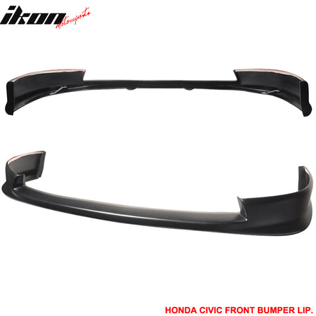 Front Bumper Lip Compatible With 2006-2008 HONDA CIVIC 4 DOOR SEDAN, HF-P Style PU Black Front Lip Spoiler Splitter by IKON MOTORSPORTS, 2007