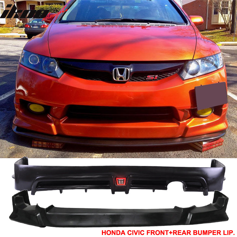 Fits 09-11 Civic HF-P Front & Mugen RR Rear Bumper Lip & Brake Lamp PU