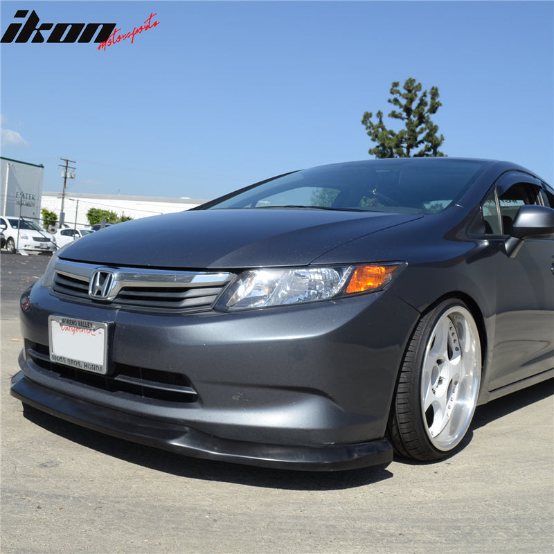 Fit 12 Honda Civic 4-Door Sedan Unpainted Black Front Bumper Lip PU (USDM Model)