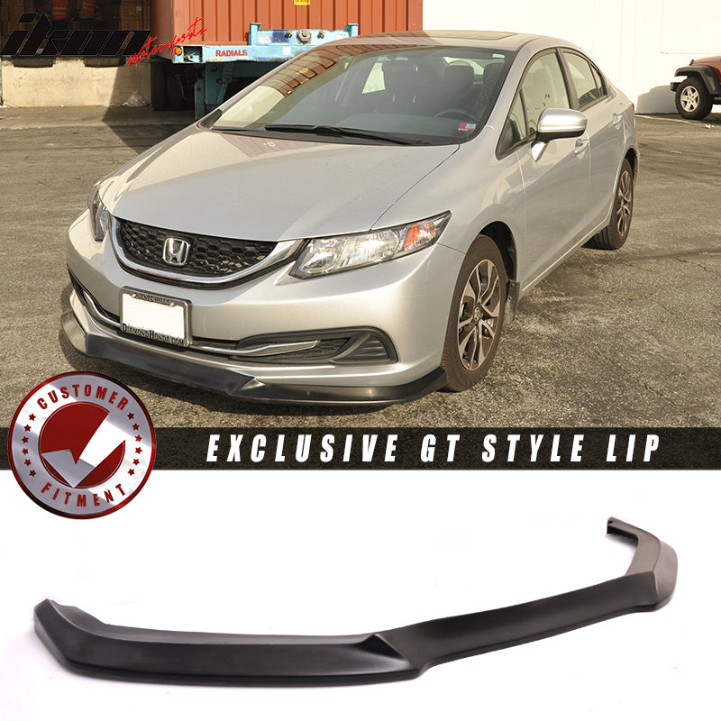 2013-2015 Honda Civic USDM GT Style Unpainted Front Bumper Lip PU