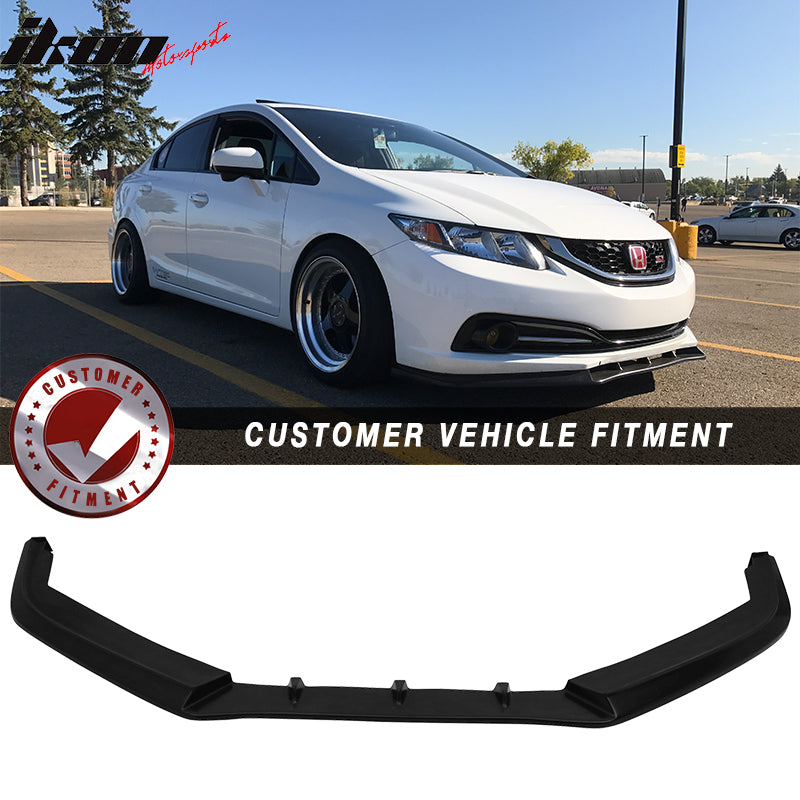 2013-2015 Honda Civic EK Sedan 4Dr IKON V3 Style Front Bumper Lip PU