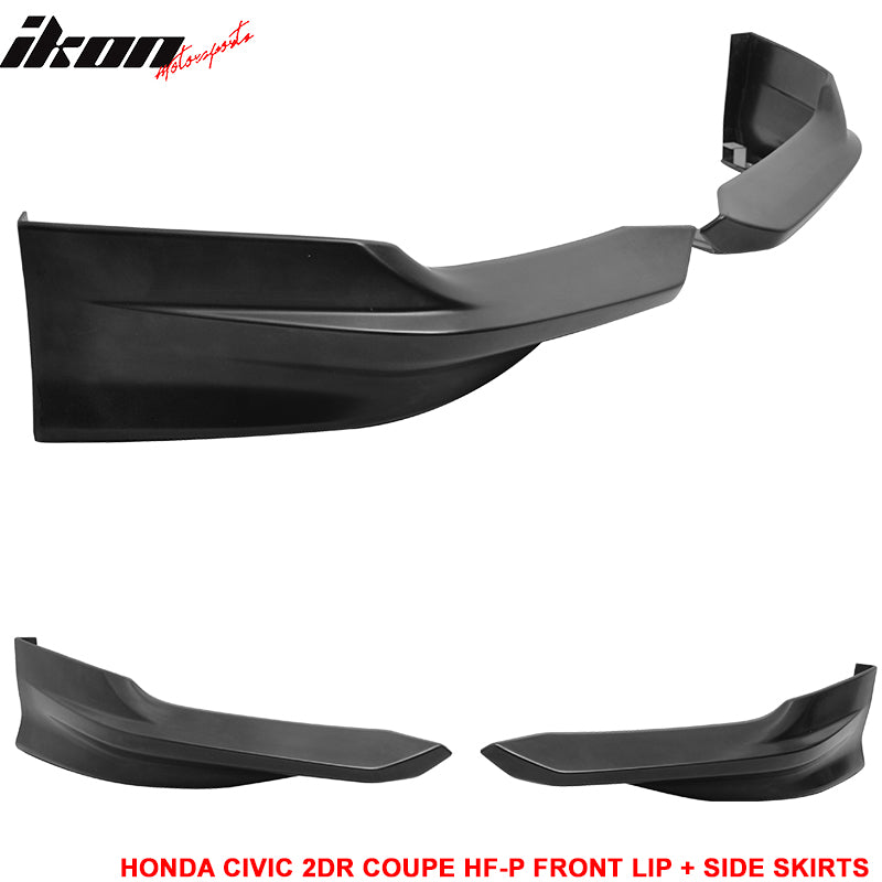 Fits 14-15 Civic 2DR Coupe HF-P Front Bumper Lip + Side Skirts - PU