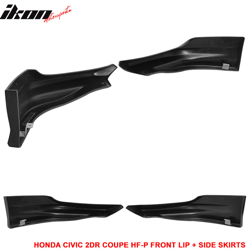 Fits 14-15 Civic 2DR Coupe HF-P Front Bumper Lip + Side Skirts - PU