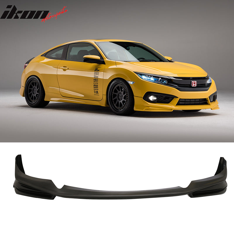 2016-2018 Honda Civic AP 2Dr 4Dr Black Front Bumper Lip Splitter PU