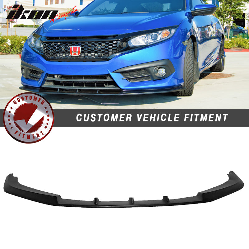 2016-2018 Honda Civic Coupe Sedan IKON V3 Style Front Bumper Lip PU