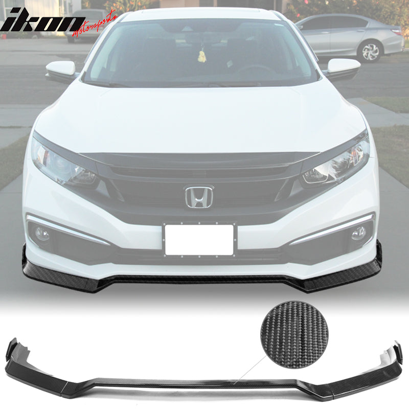 Fits 19-21 Honda Civic V2 Style Front Bumper Lip CFL / Gloss / Matte Black