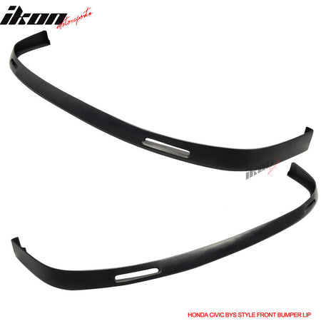 Front Bumper Lip Compatible With 1996-1998 HONDA CIVIC, bys Style PU Black Front Lip Spoiler Splitter Air Dam Chin Diffuser Add On by IKON MOTORSPORTS, 1997