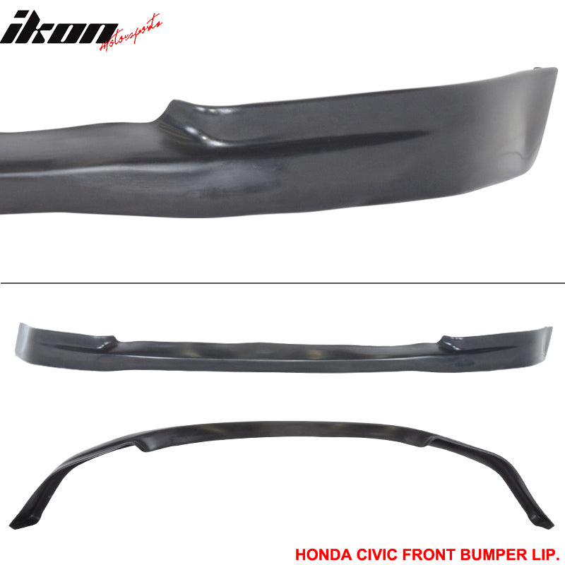 Fits 96-98 Civic 2/4Dr CTR Front Bumper Lip + 2PC Rear Bumper Lip Valance Spats