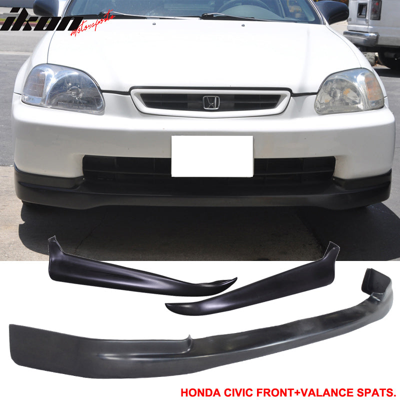 Fits 96-98 Civic 2/CTR Front Bumper Lip + 2PC Rear Bumper Lip Spats