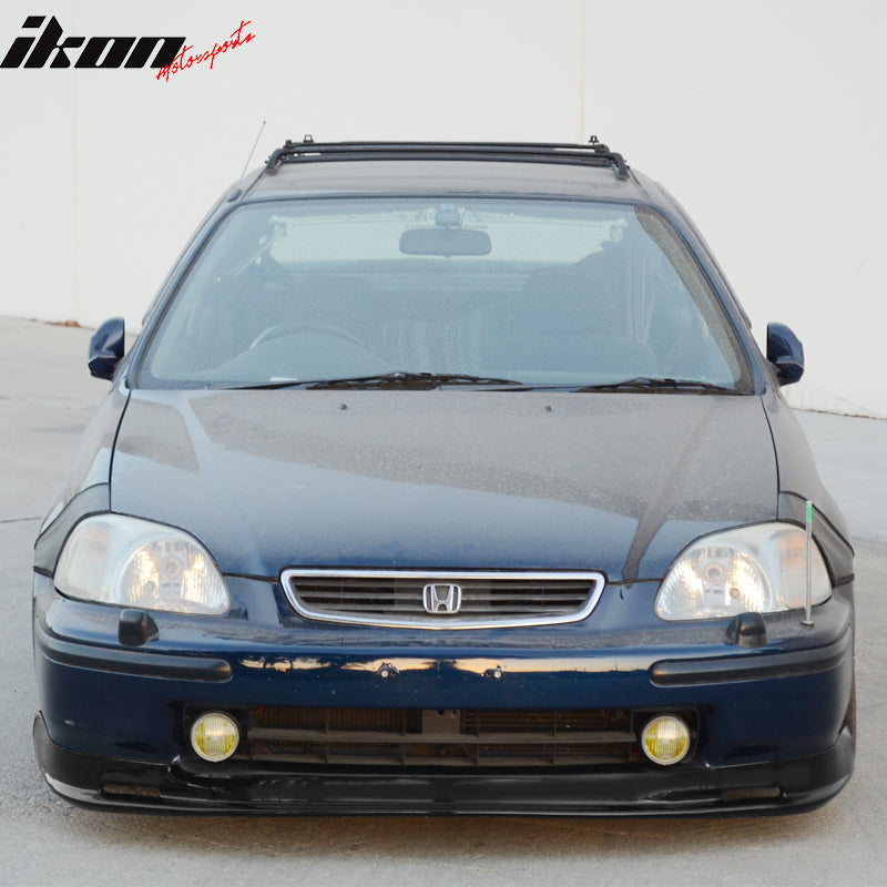 Pre-Painted Front Bumper Lip Compatible With 1996-1998 Honda Civic EK, Black PU Front Lip Finisher Under Chin Spoiler Add On other color available by IKON MOTORSPORTS, 1997