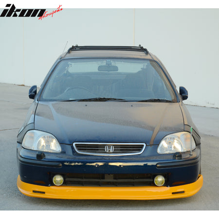 Pre-Painted Front Bumper Lip Compatible With 1996-1998 Honda Civic EK, Orange PU Front Lip Finisher Under Chin Spoiler Add On other color available by IKON MOTORSPORTS, 1997