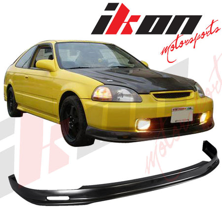 Compatible With 1996-1998 EK Civic PP Front Bumper Lip + 2PC Rear Bumper Lip Valance Spats