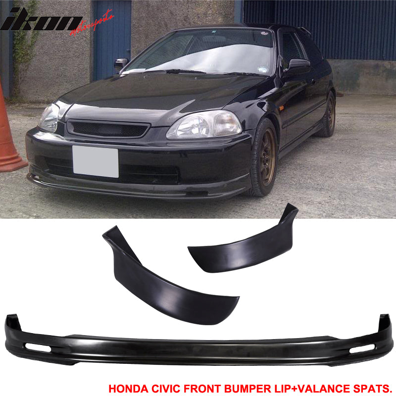 Fits 96-98 Civic Mugen PP Front Bumper Lip + 2PC Rear Bumper Lip Spats