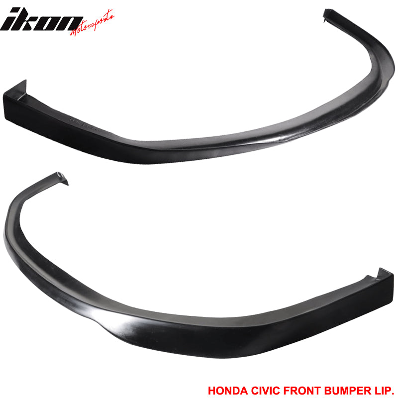 Fits 96-98 Honda Civic Hatchback Front + Rear Bumper Lip Spoiler Unpainted Black