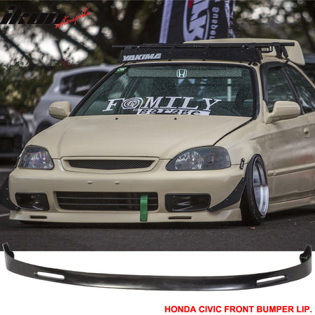 Compatible With Civic EK 99-00 3Dr BYS Sport Front + Rear Bumper Lip Spoiler Urethane PU