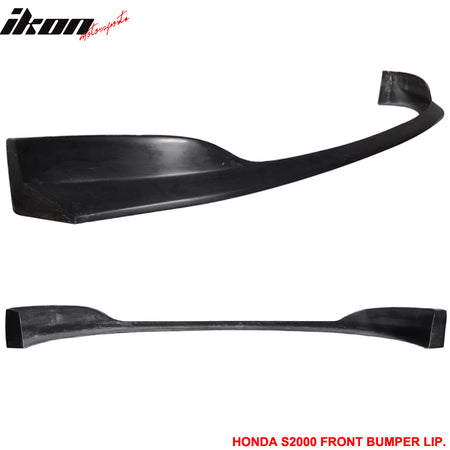 IKON MOTORSPORTS, Front Bumper Lip Compatible With 2004-2009 Honda S2000 AP2, AMS Style Unpainted Black Air Dam Chin Lower Bodykit Splitter PU,2005 2006 2007 2008