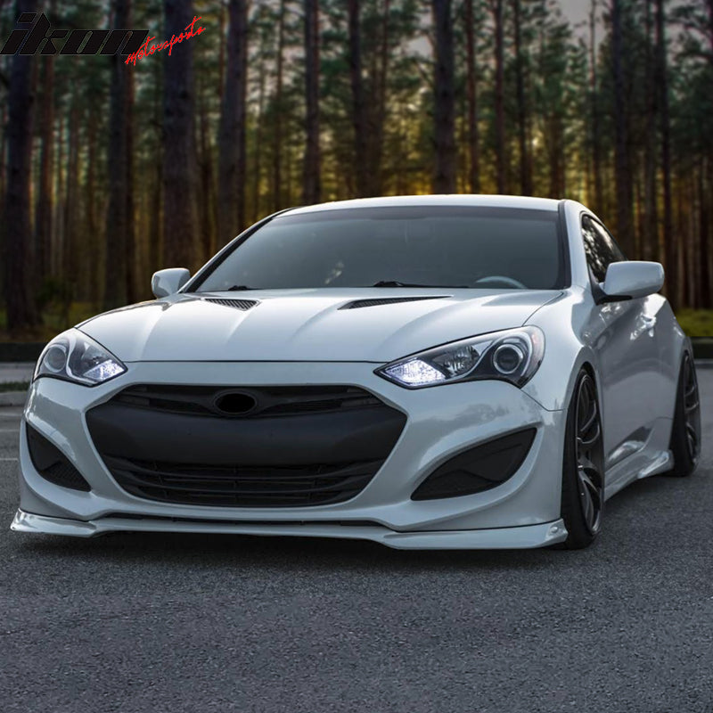 Front Bumper Lip Compatible With 2013-2016 Hyundai Genesis Coupe, KS Style PU Unpainted Black Air Dam Chin Spoiler by IKON MOTORSPORTS