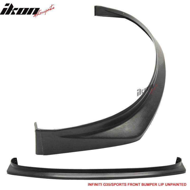 Fits 06-07 Infiniti G35 Sport Front Bumper Lip Spoiler Kit Unpainted Black PU